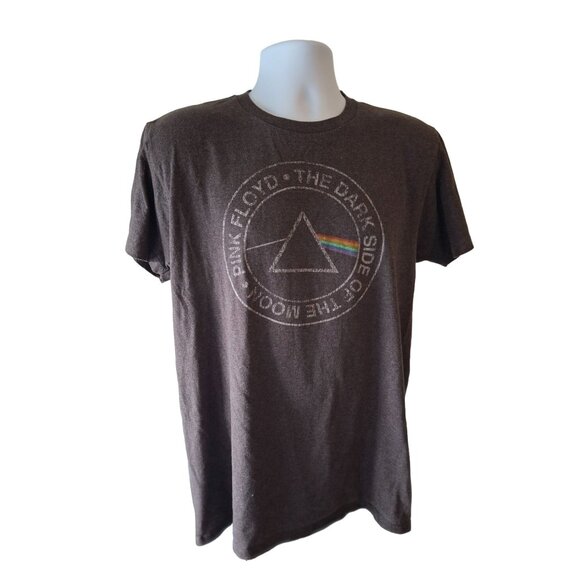 Pink Floyd Graphic T Shirt L Dark Side Of The Moon Brown Short Sleeve Grunge - Picture 1 of 5